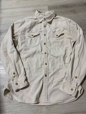 J Crew Corduroy Cream Button Down Shirt Men’s Size Medium 100% Cotton Pockets
